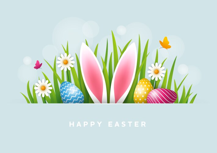 Easter bunny in the meadow Royalty Free Vector Image