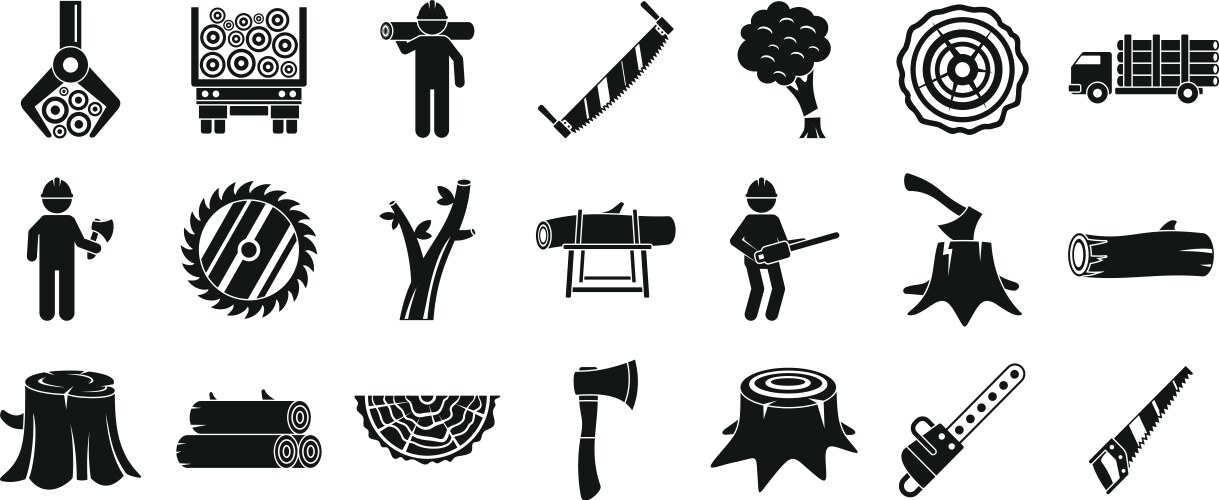 Deforestation icons set cartoon dead Royalty Free Vector