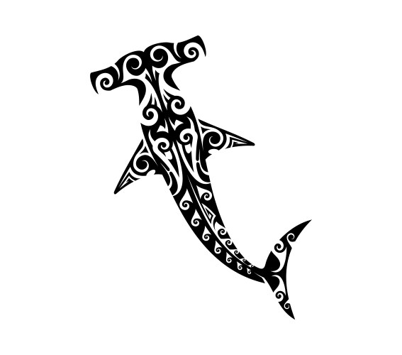 Maori tribal hammerhead shark animal tattoo Vector Image