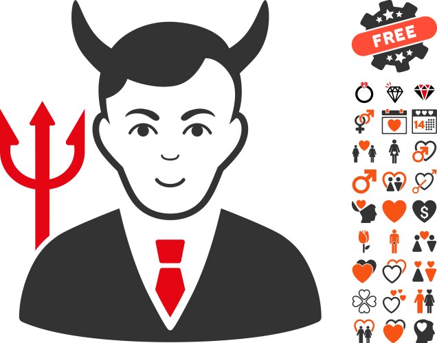 Satan Icon - Devil with Heart Vector Image