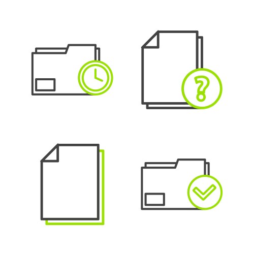 Set line document folder and check mark unknown vector image