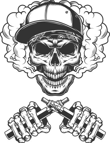 Vintage hipster skull in smoke cloud Vector Image