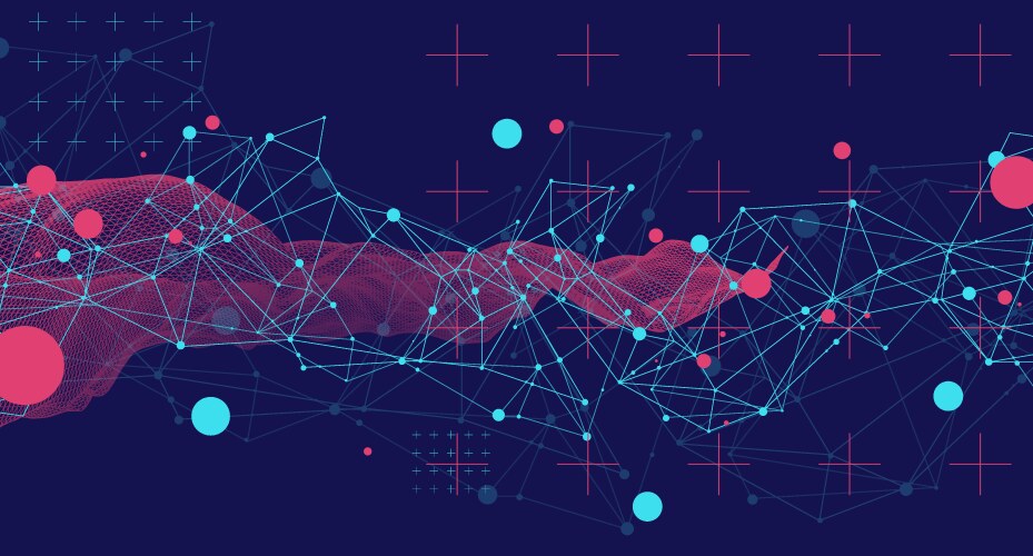 Wireframe background with plexus effect vector image