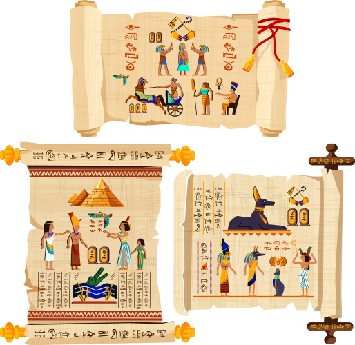 ancient egypt papyrus scroll cartoon vector image