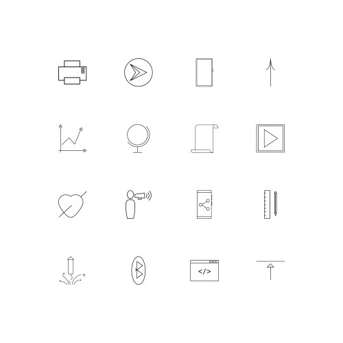 Web and text simple linear icons set outlined vector image