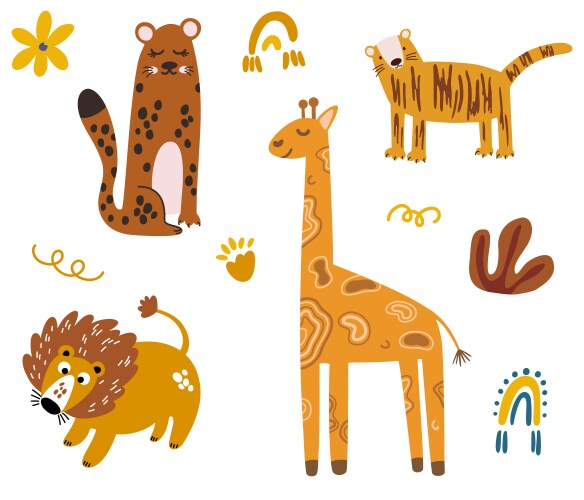 Set of jungle animals Royalty Free Vector Image