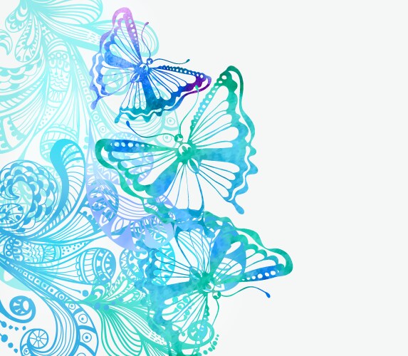 Colorful background with butterfly and floral Vector Image