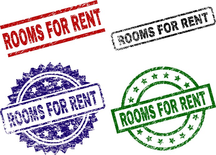 Grunge textured rooms for rent seal stamps Vector Image