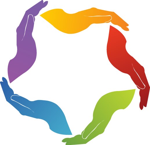 Colorful hands circle Royalty Free Vector Image