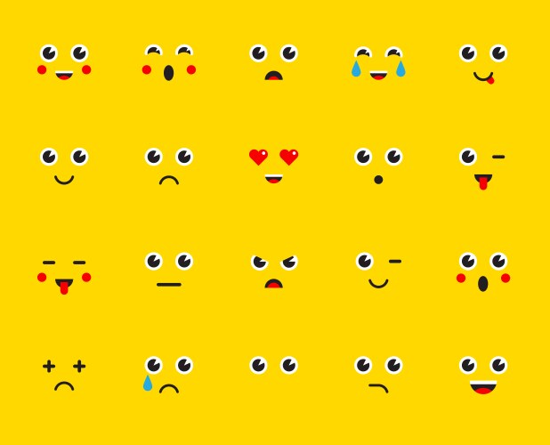 Set of emoticons stickers emoji vector image