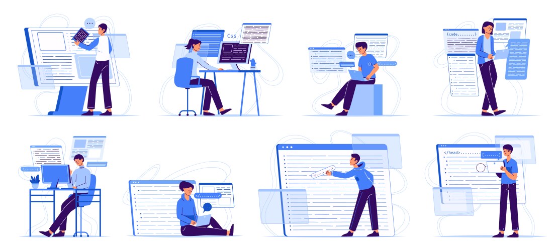 Software developers programmers and it engineers vector image