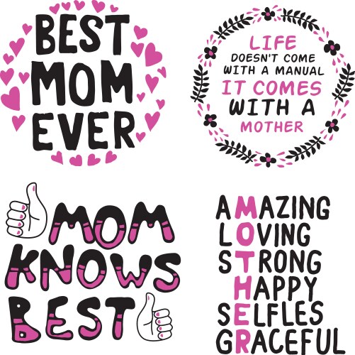 Mother's Day Quote Collection Vector Image