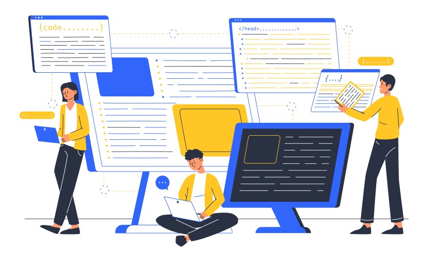 Programming engineers software developers vector image