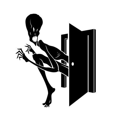 Nightmare monster comes into dark room bedroom Vector Image