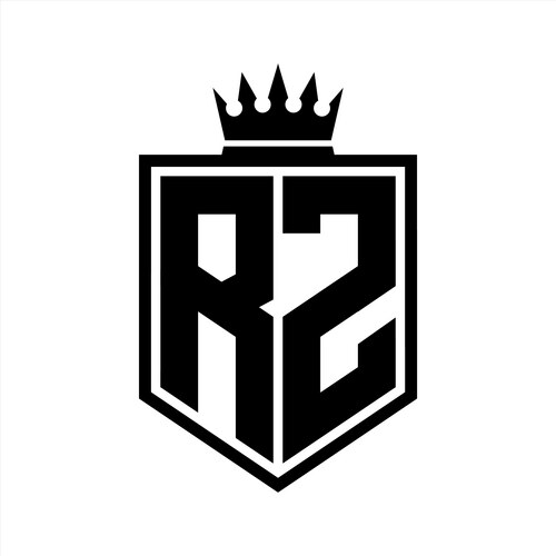 Rz letter bold monogram triangle curve shield Vector Image