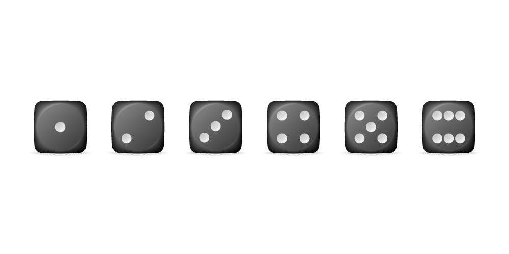 3d realistic black game dice icon set vector