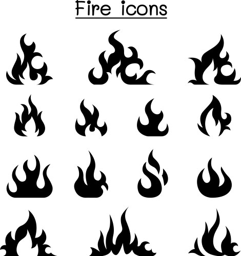 Fire flames set icons Royalty Free Vector Image