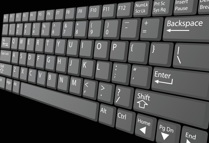 Computer Keyboard with Labeled Keys Vector Images (over 250)