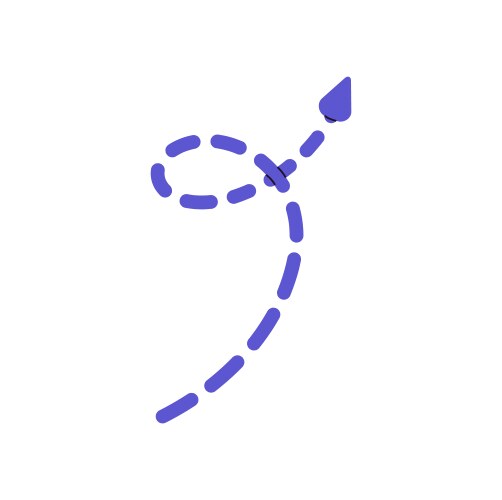 Twisted dashed line with cursor to showing vektorbild