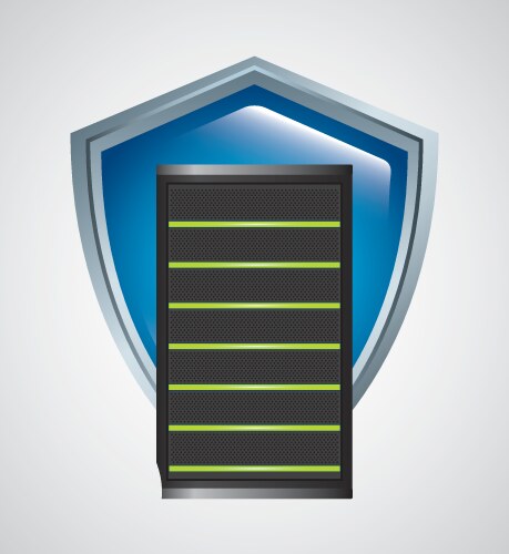 Web hosting and shield icon data center design vector image