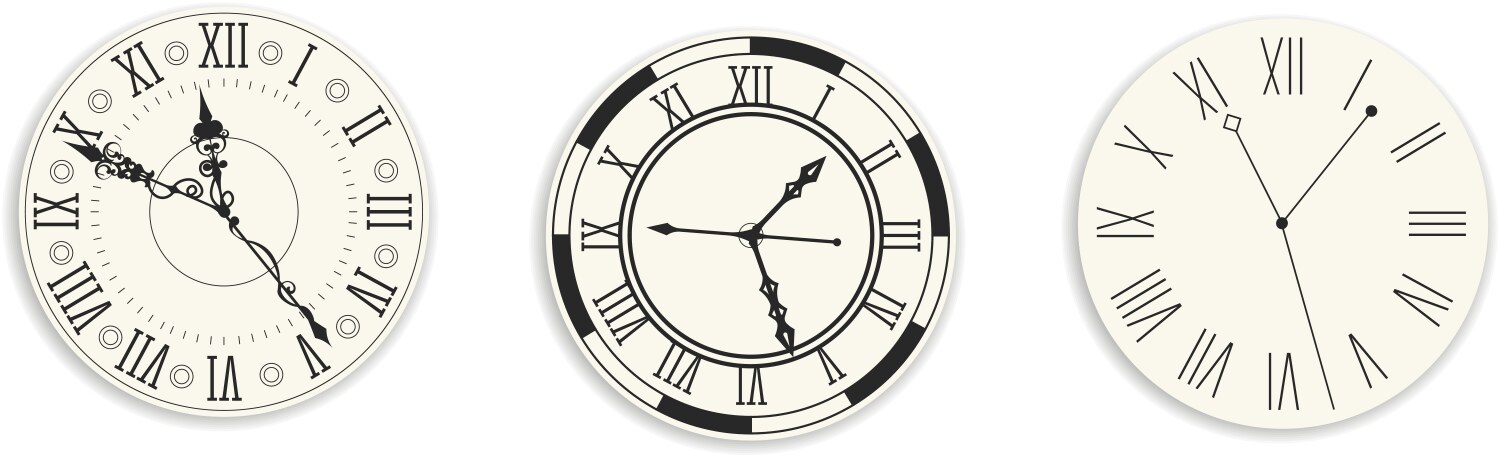 antique or vintage clocks and watches faces design vector image vector image