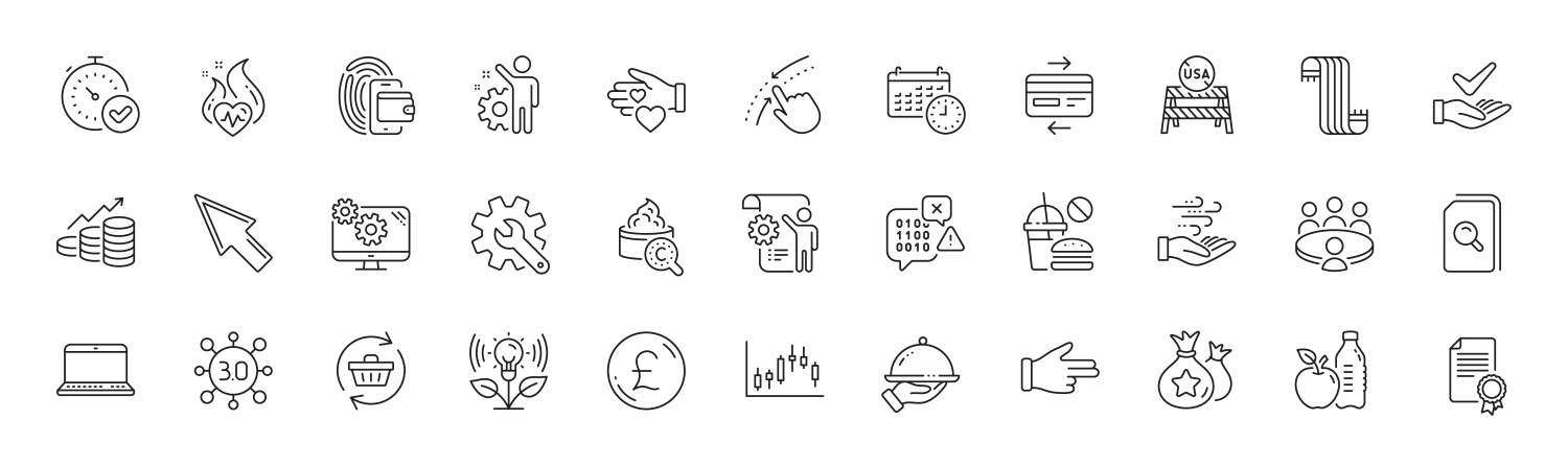 Binary code candlestick graph and settings line vector image