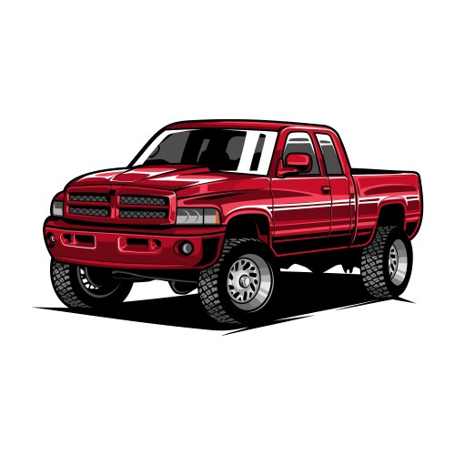 Ickup truck off road driving during vector image