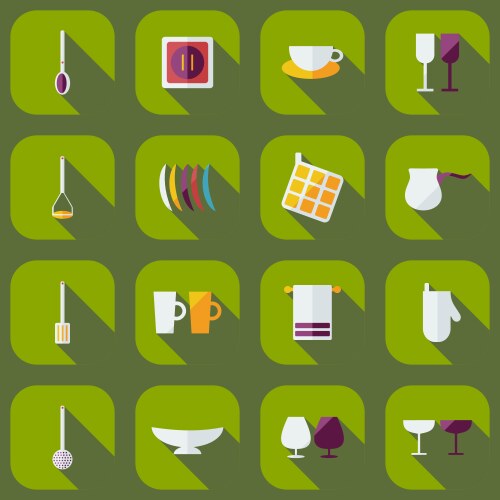 flat modern design with shadow icons kitchen vector image vector image