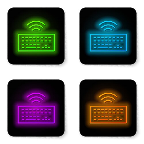 Glowing neon line wireless computer keyboard icon vector image