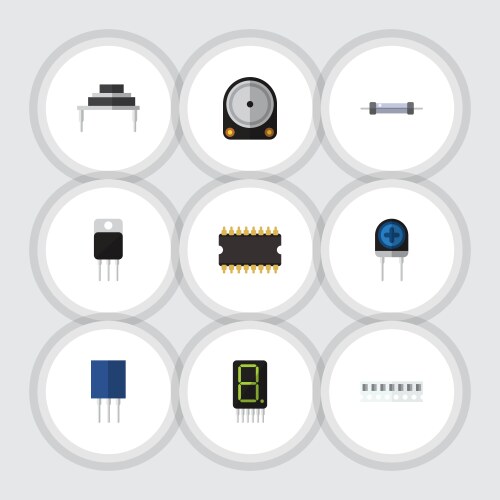Flat icon device set of microprocessor memory vector image