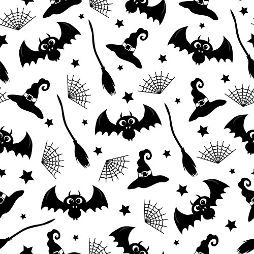 Halloween seamless pattern design with ghost bat Vector Image