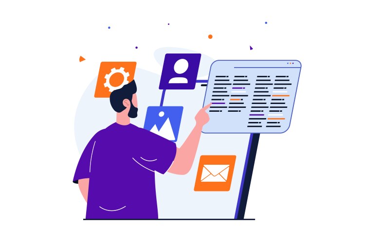 App Development Concept - Developer Coding vektorbild