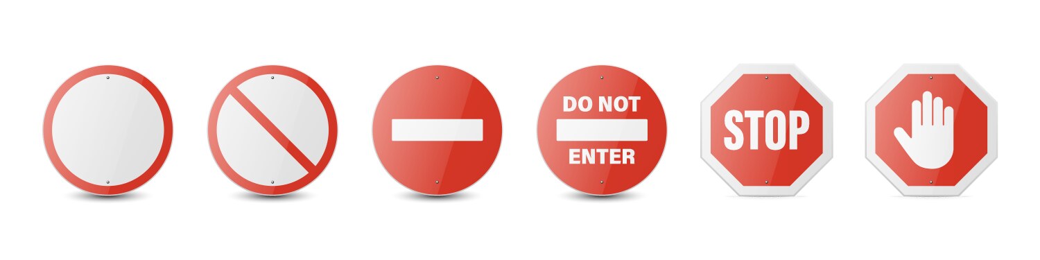 Red octagonal glossy prohibition stop sign Vector Image