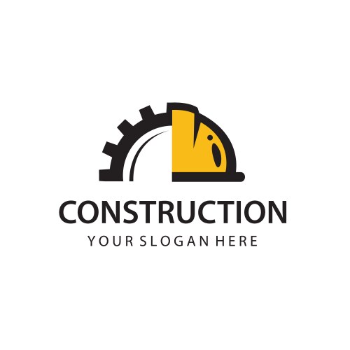 Construction icon with helmet and gear Vector Image