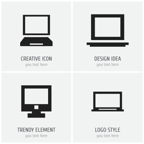 Set of 4 editable computer icons includes symbols vector image
