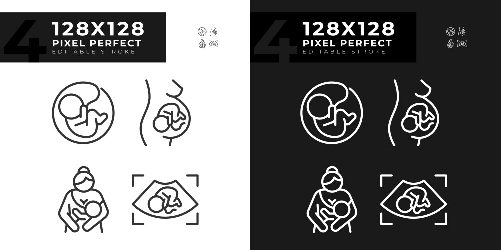 Child growth linear icons set for dark light mode vector image