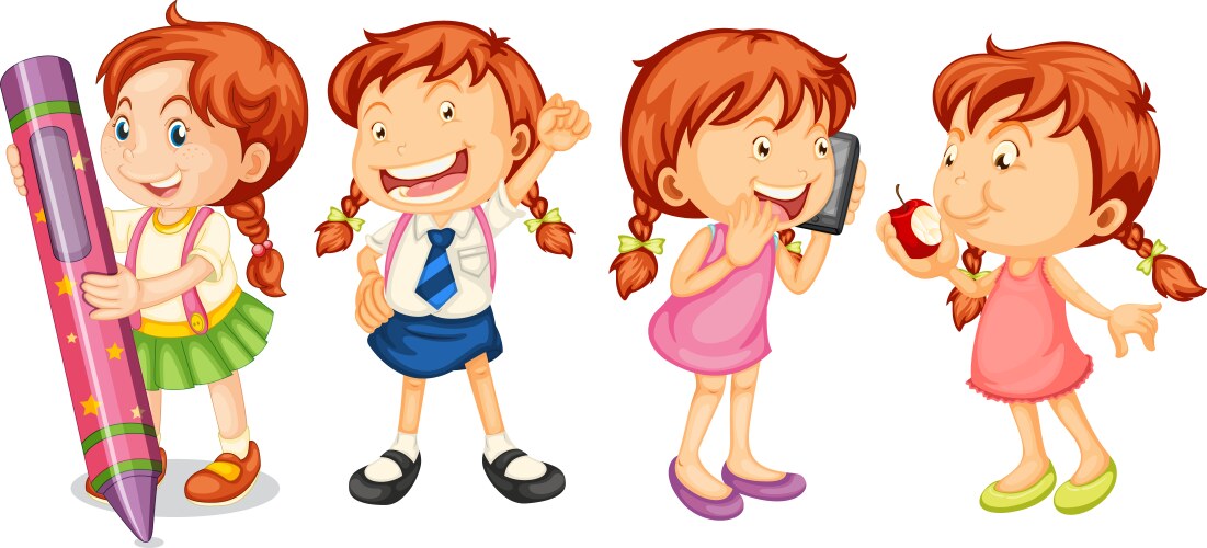 Girl Doing Different Actions Vector Images (over 490)