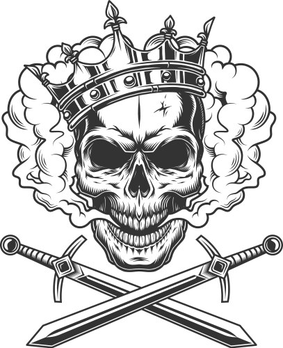 Vintage Skull in Smoke Cloud Vector Image