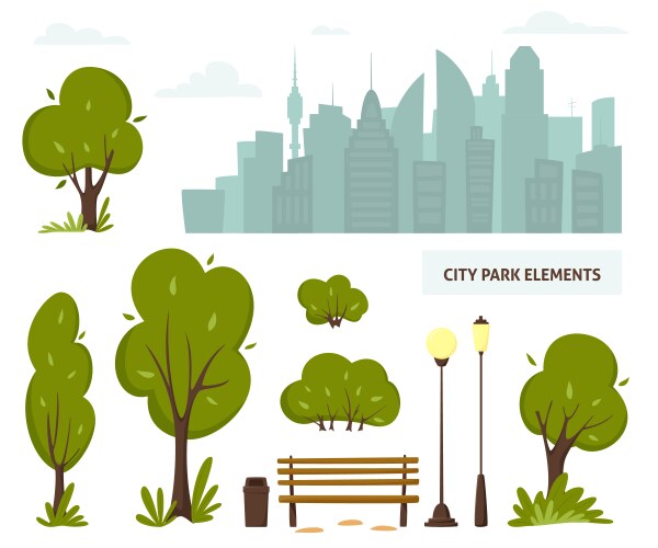 City park elements streets and sidewalks urban vector image