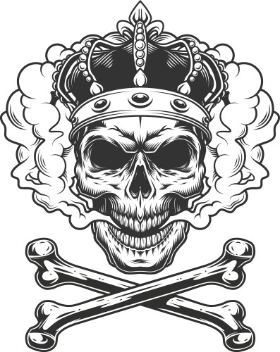 Vintage monochrome king skull wearing crown Vector Image