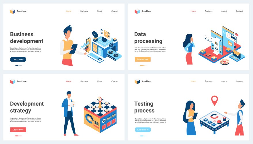 Business strategy plan teamwork landing page Vector Image