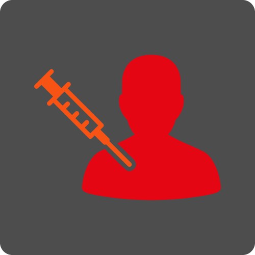 Client vaccination rounded square button vector image