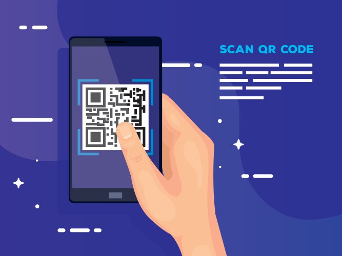 Hand user scan code qr with smartphone vector image