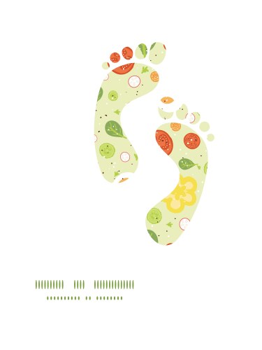 Fresh salad footprints silhouettes pattern frame Vector Image