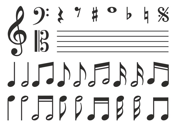 Icons set music note Royalty Free Vector Image