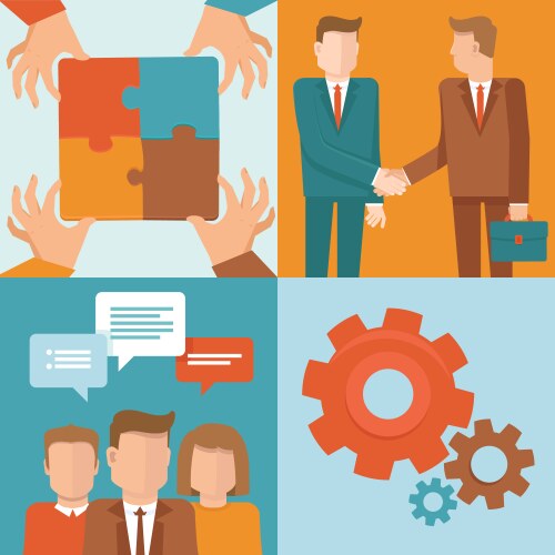 teamwork and cooperation concepts in flat style vector image