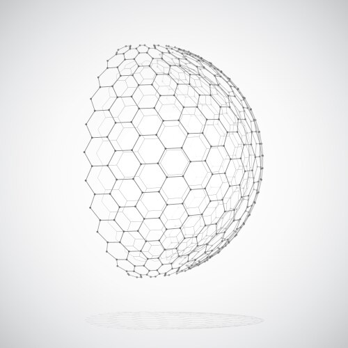 3d object from a hexagon grid with dots stylish vector image