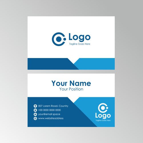 simple clean business card with blue color design vector