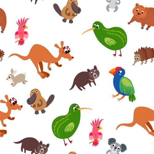 Wild australia animals seamless pattern in flat Vector Image