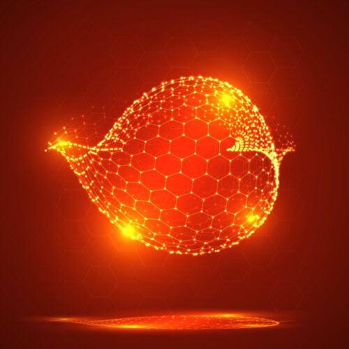 3d object from a hexagon grid with dots stylish vector image